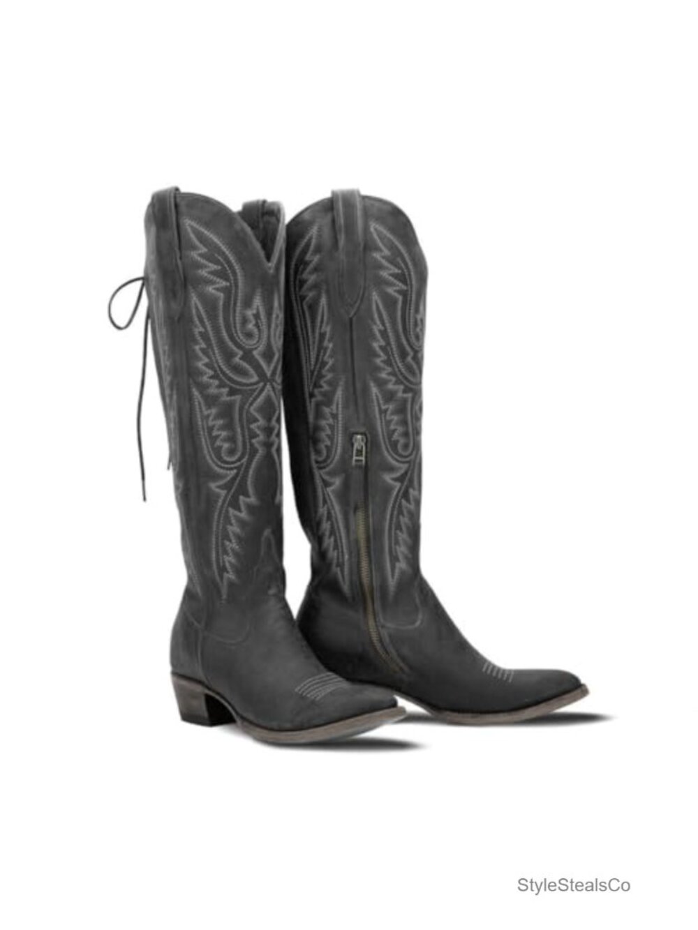 Over the Knee Cowboy Boots Pointed Toe Block Heel Western Knee High Boots